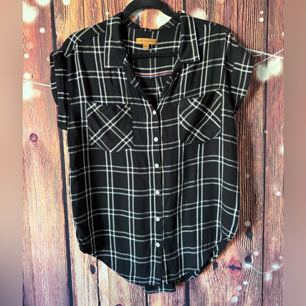 JACHS Girlfriend Black and White Checkered Shirt
